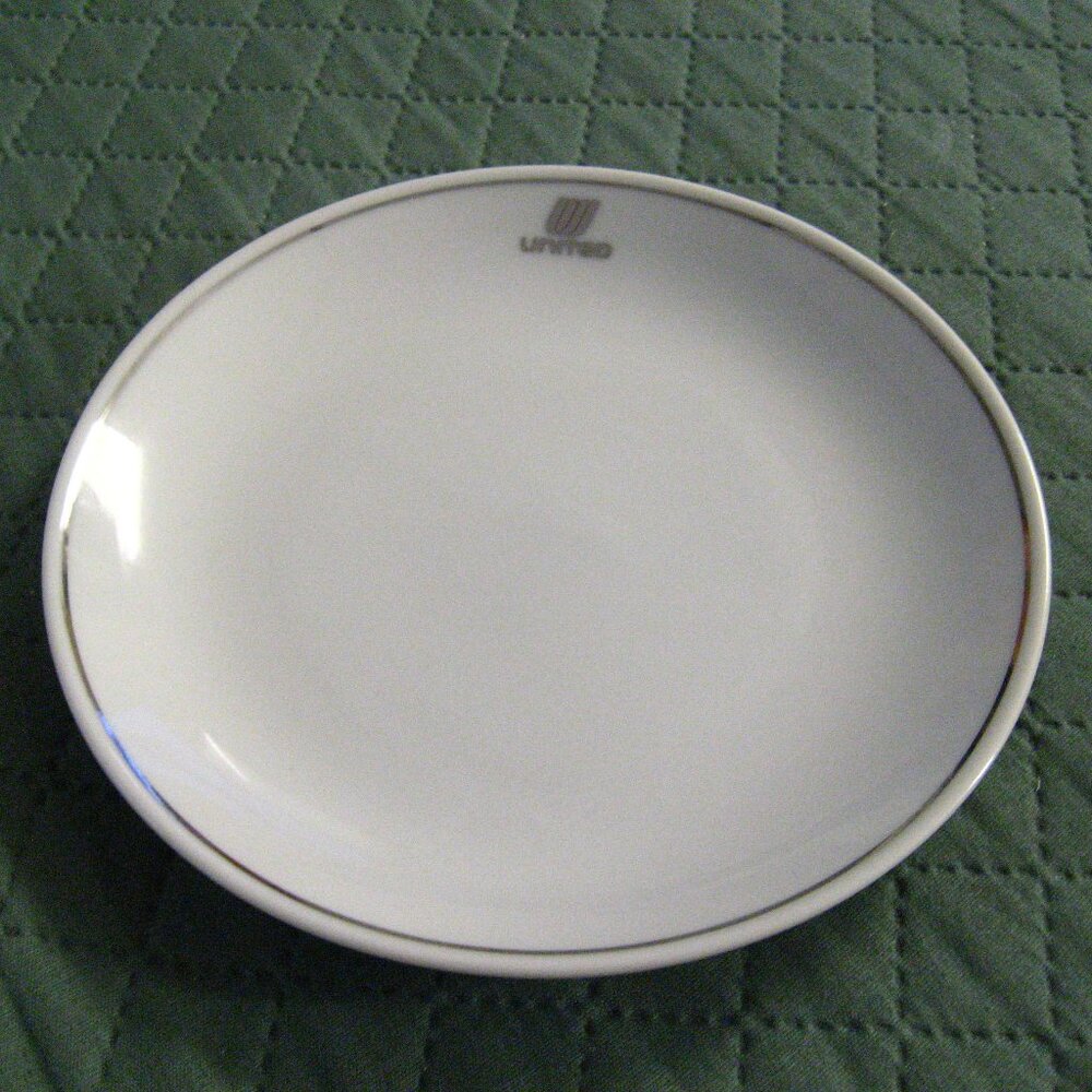 United Airlines Vintage Tulip Logo Dessert Plate